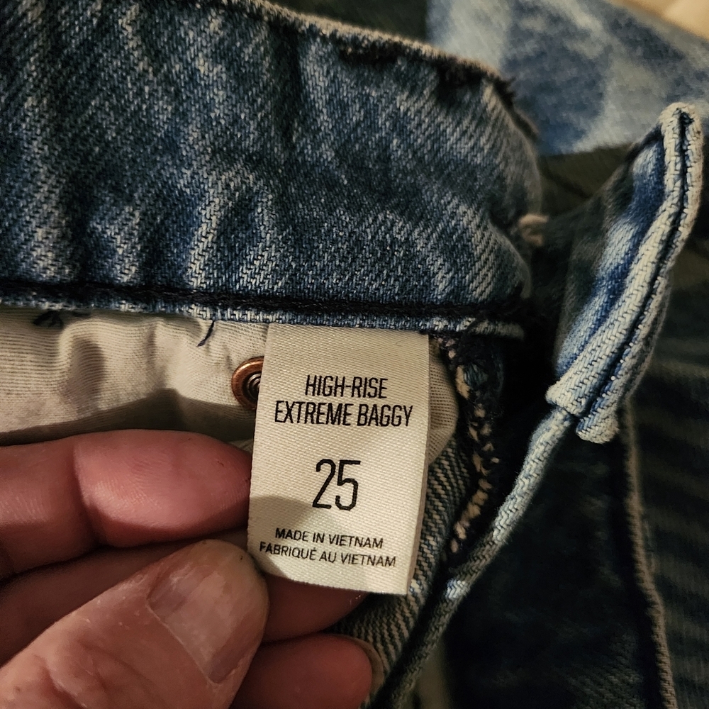 Urban Outfitters BDG RIH Extreme Baggy Pyschodelic Blue Striped Jeans Size 25 - Picture 4 of 13